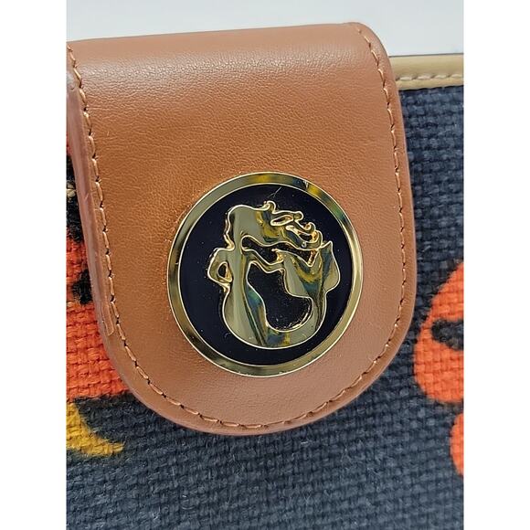 SPARTINA 449 Wallet Mary Lavinia Bifold Canvas Leather Logo W/ Zipped Coin Pockt - Picture 2 of 12